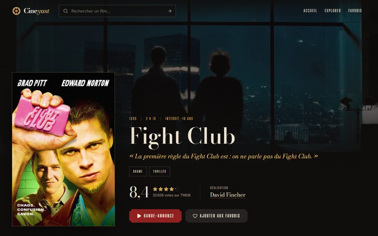 Fiche du film Fight Club : affiche, note, réalisateur et bouton de bande-annonce