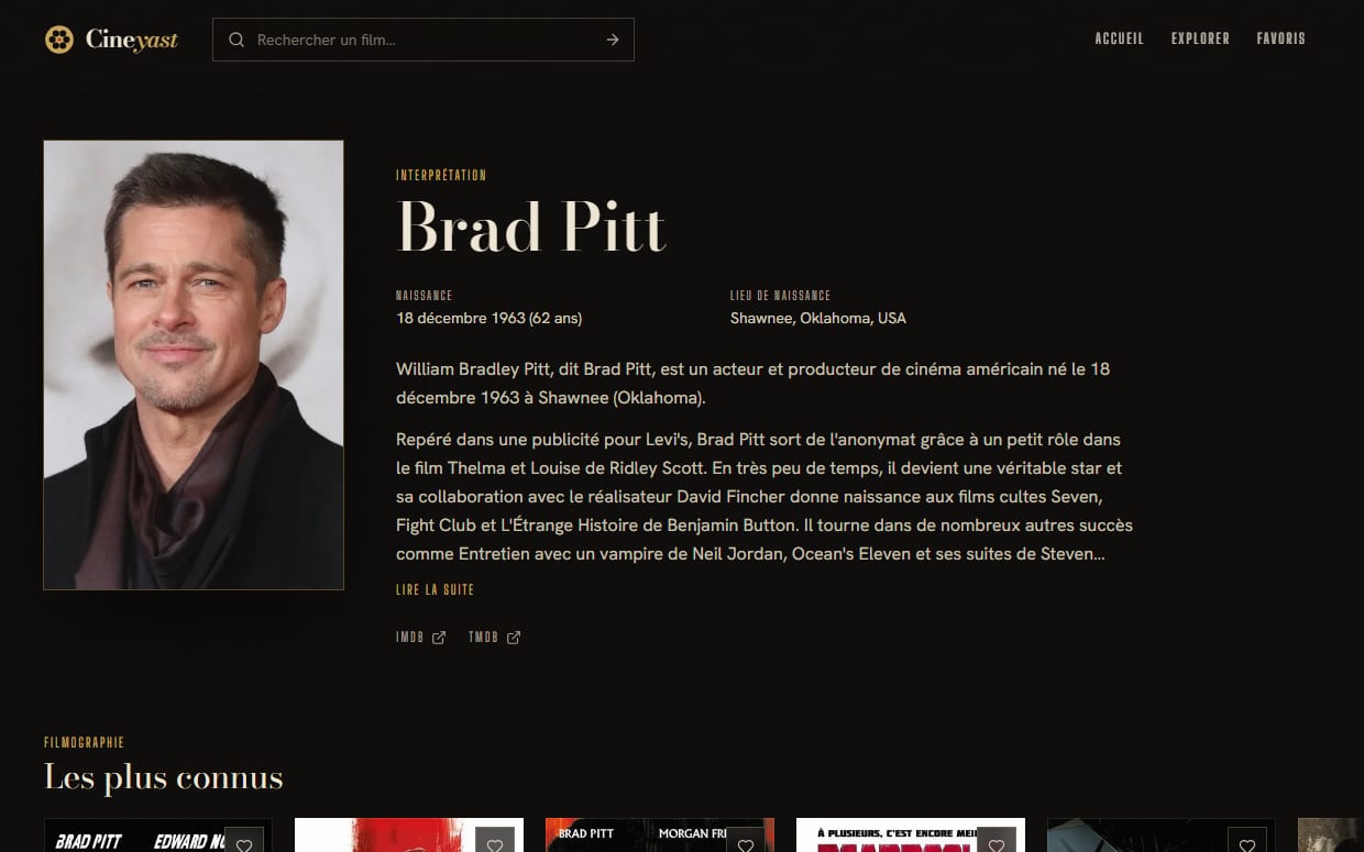 Page de Brad Pitt : portrait, métier et biographie