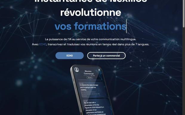 Page d'accueil du site Nexilios