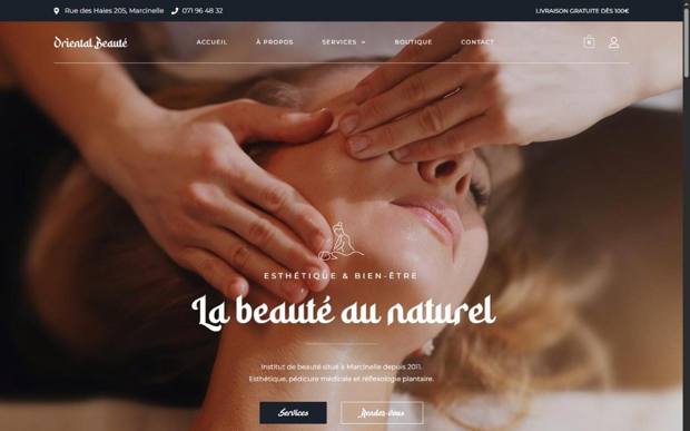 Page d'accueil du site Oriental Beauté